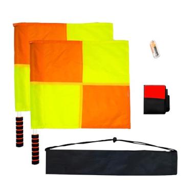 Imagem de Cartas amarelas vermelhas com bandeira de árbitro de futebol - conjunto de apitos de aço inoxidável kit à prova de água equipamento técnico de referência (color001)