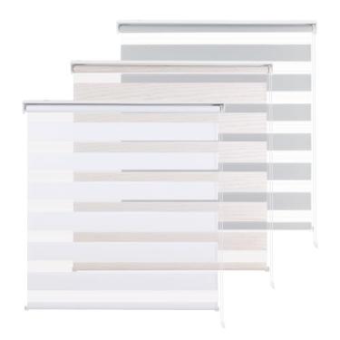 Imagem de RED GRAPES 2 peças Zebra persianas para janelas de rolo de camada dupla transparente controle de luz para janela dia e noite persiana para casa e escritório, fácil de instalar (80 cm L x 182 cm A