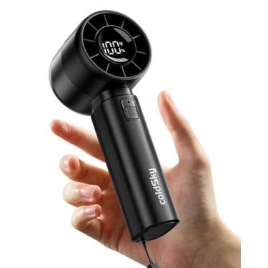 Imagem de coldSky Ventilador turbo pessoal portátil, ventilador portátil de 5 velocidades com visor digital, 4000 mAh, ventiladores operados por bateria, máximo de 12 horas, ventiladores de refrigeração para