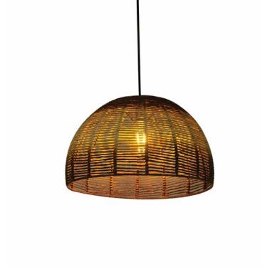 Imagem de Pendente Luminária Lustre Meia Lua Grande Palha De Milho Fibra Natural