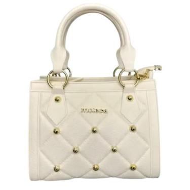 Imagem de Bolsa Moleca Transversal Pequena Pedraria Alça de Mão Feminina Branco 