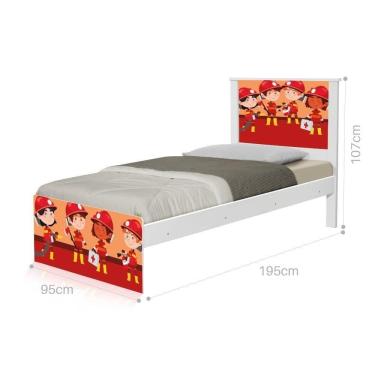 Imagem de Cama Solteiro Com Cabeceira Adesivada Tropa De Bombeiros