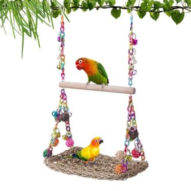Imagem de Balanço para Papagaios | Brinquedos para Periquitos com Poleiro de | Brinquedos Para Roer Escalada Treino Redinhas Suprimentos Para Aves Como Calopsitas Agapornis E Tentilhões