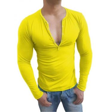 Imagem de Camiseta Botão Pressão manga longa - Sjons Modas, pp, Amarelo