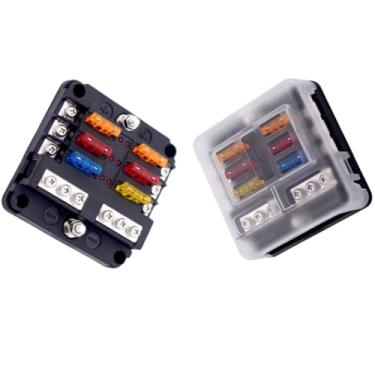 Imagem de 4 HUB E-IMPORTS caixa de fusivel automotivo 6 vias Com Caixa Protetora