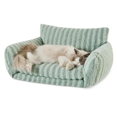 Imagem de Hollypet Cama para gatos e sofás ortopédicos de pelúcia macia de camada dupla para gatos e cães pequenos, verde claro (63,5 x 50,8 x 33 cm)