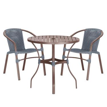 Imagem de 02 Cadeiras Floripa E Mesa Roma 100cm Marrom Trama Original Prata