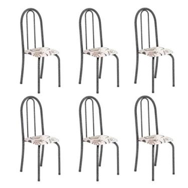 Imagem de Kit 6 Cadeiras Tubular 96x36x41 Cm Iris B Arabesco/ Mart Prata - Soma 