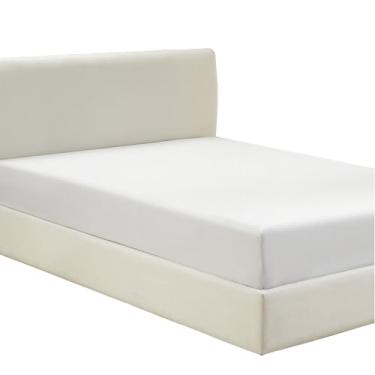 Imagem de Violet Linen Cetim de algodão luxuoso e luxuoso, algodão acetinado ultramacio de 300 fios, extra macio e confortável, branco, solteiro, luxuoso, lençol com elástico