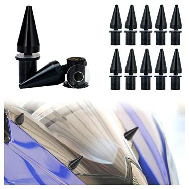 Imagem de Conjunto de parafusos de para-brisa de motocicleta de alumínio com pontas de engrenagem de rolamento, 10 peças (preto)