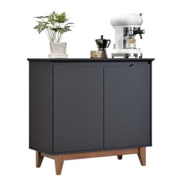 Imagem de Buffet Aparador 2 Portas Pés Madeira Clássico Multiuso Sala Jantar Lav