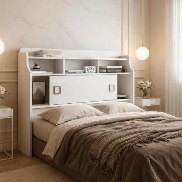 Imagem de Cabeceira Para Cama Box Queen 160 cm Jessica Com Nicho Prateleira - Po