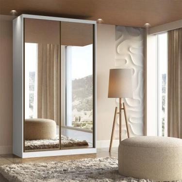 Imagem de Guarda Roupa Solteiro 2 Portas de Espelho 1,38m Altezza Belmax, Branco