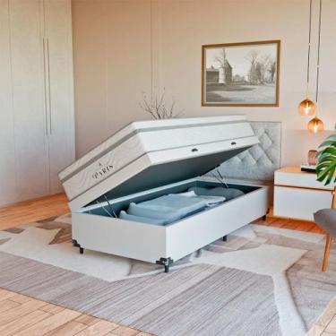 Imagem de Cama Box Baú Solteiro + Colchão Paris Molas Ensacadas Branco - eShop c
