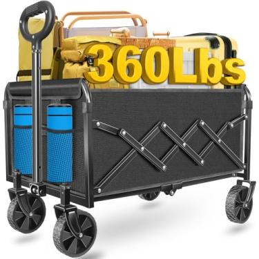 Imagem de ARTIST'S DREAM Carrinhos de carroça dobráveis | carroça dobrável | 163 kg. Carrinho de vagão com rodas dobráveis|Vagão utilitário portátil para acampamento, esportes, compras, viagens, preto