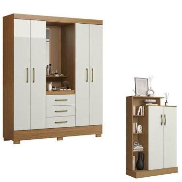 Imagem de Guarda Roupa Solteiro Paris 2045150 E Armário Multiuso Florença 200019