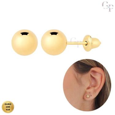Imagem de Brinco De Ouro 10k 416 Bola 5mm Para Infantil e Adulto - Gift Place, D