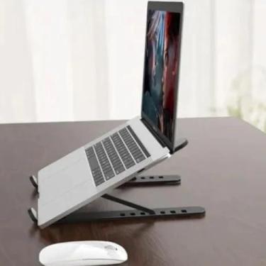 Imagem de Suporte de Mesa Portátil Ergonômico Para Notebook Ebook Macbooks Tablet Dobrável (Preto)