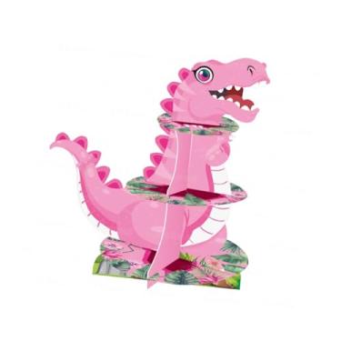 Imagem de IEUDNS Suporte para cupcake de 3 andares, suporte para bolo de dinossauro, elegante para frutas, torre de sobremesas para lanchonete, confeitaria, cozinha,