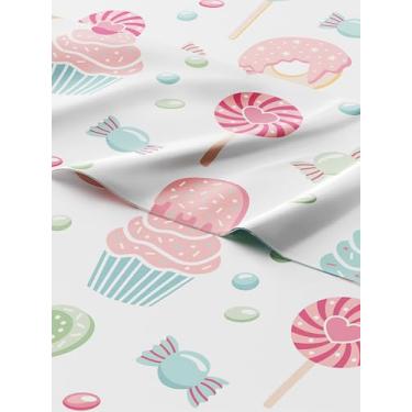 Imagem de Jogo de cama de casal com 4 peças – Tema de doces e cupcake – Macio, fofo, colorido e aconchegante – Respirável e lavável na máquina – Para meninos, meninas, adolescentes e bebês