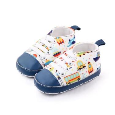 Imagem de Sapatinho Bebê Recem Nascido Anti Derrapante Infantil Crianças de 6 a 12 meses (Azul Foguete, 12cm)