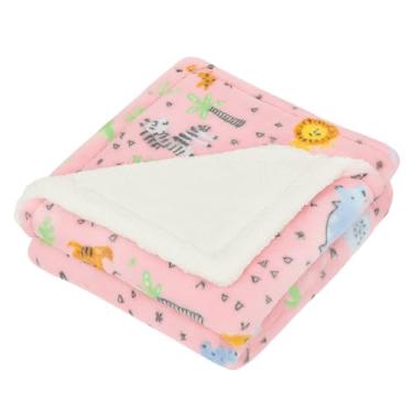 Imagem de Manta Cobertor para Bebê Estampado com Sherpa Microfibra Antialérgico 80X86cm (Safari Rosa)