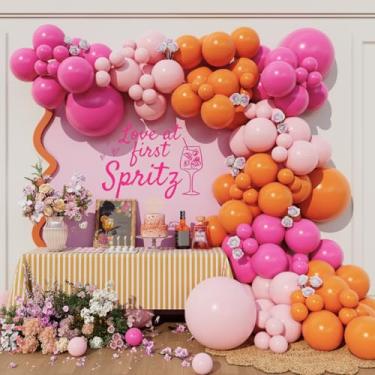 Imagem de Beaumode Pink Orange Rose Balloon Arch Garland Kit for Tropical Summer Bridal shower Birthday Aperol Spritz Love at First Spritz Bachelorette Party Decoration (Pink Orange Rose)