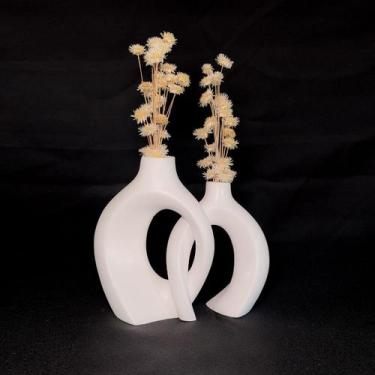 Imagem de Arranjo de Flores Sempre-Vivas Naturais em Vaso Decorativo DUPLO, Bran