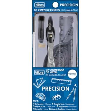Imagem de Tilibra - Kit Compasso Escolar Precision 7 Peças com Estojo
