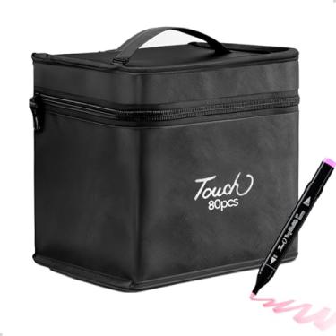 Imagem de Kit 80 Canetas Marcadoras Ponta Dupla à Base de Álcool Cores Vibrantes, Secagem Rápida, Estojo Portátil, Ideal para Desenho, Arte, Design e Arquitetura