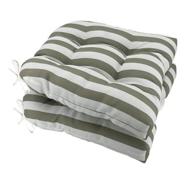 Imagem de Outdoor Chair Cushions, U-Shaped Wicker Seat Cushion Set of 2, Water-Resistant and Fading-Resistant for Patio Garden Home Office Furniture(Khaki stripes)