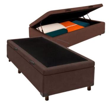 Imagem de Cama Box Bau Solteiro Blindado Nature Marrom 78x188