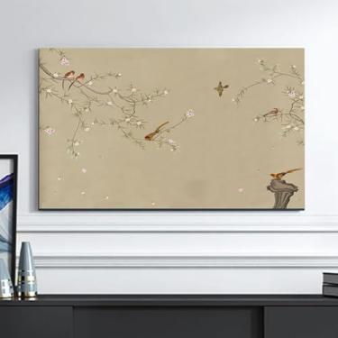 Imagem de Capa contra poeira de TV interna para telas de 32 a 80 polegadas Padrão de pintura universal à prova de poeira decorativa para TVs LCD/LED monitores de computador protetor de pano-flor2||65 polegadas