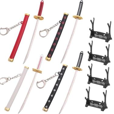 Imagem de ixampoun 8Ps (4 Espadas + 4Ps Bainha) Adequado Para Chaveiro De Uma Peça Mini Chaveiro Katana Acessórios De Anime Presentes Para Homens Meninos Crianças Boneca Móvel Arte Espada (Chroma2)