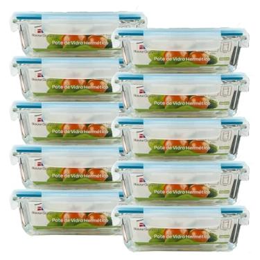 Imagem de Kit 10 Potes de Vidro Herméticos 640ml com Vedação Total e 4 Travas – Conserva Alimentos Frescos por Muito Mais Tempo! - House Organizer (10)