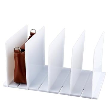 Imagem de DICOSMETIC Organizador de bolsa ajustável de 4 camadas para armário branco divisórias de prateleira ajustáveis para organização de armário 24 x 40,8 x 20,5 cm, prateleira de armazenamento de bolsa