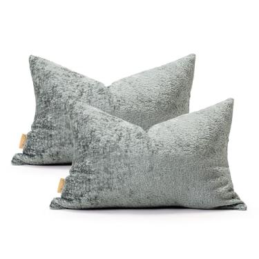 Imagem de Ailuteie Conjunto de 2 capas de almofada 50 x 30 cm - Capas de almofada decorativas de cor sólida para sofá, cama - fronhas inspiradas em corantes naturais com zíper oculto