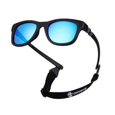 Imagem de COCOSAND Óculos de sol para bebês com alça proteção UV armação quadrada flexível para recém-nascidos de 0 a 12 meses, meninos e meninas, Preto brilhante, XP