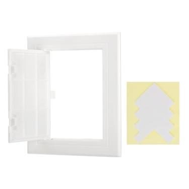 Imagem de PATIKIL Painel de acesso para drywall 15 x 12 cm, 1 conjunto de plástico ABS capa de orifício de parede porta de acesso com fita dupla face para teto de parede elétrica, branco