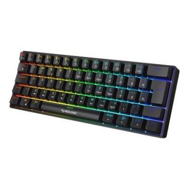Imagem de Teclado Gamer Mecânico Neologic Precision Pro Dark 60% RGB Hot Swap 61 Teclas Switch Blue Preto Cabo Tipo C - Prodrk-blue
