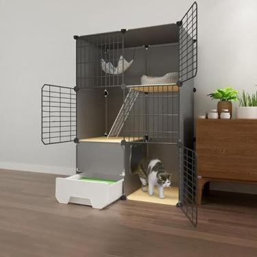 Imagem de Cercadinho Para Gatos Gaiolas Para Gatos Gaiola Para Gatos Diy Interna, Caneta Para Animais Pequenos Com Porta, Gaiolas De Malha De Arame Para Uso Interno/Externo, Cercad, Black, 75x49x111cm1