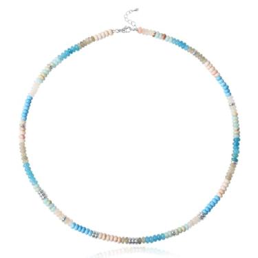 Imagem de Colares de contas coloridas para mulheres, colar gargantilha de pedra natural de aço inoxidável, colares boêmios, joias de praia para mulheres, presente para meninas, amigas, família, Medium, Aço