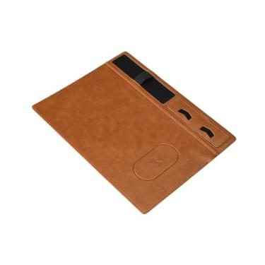 Imagem de Generic Mousepad de mesa Mouse Pad com suporte para caneta Presentes À prova d'água Marrom 15 W Wirelesses Charging PU Couro Tapete de computador para mesa de
