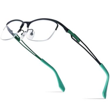 Imagem de VFDHN Armação de óculos de titânio masculina, óculos de grau sem aro, ultraleve (armação cinza C3)