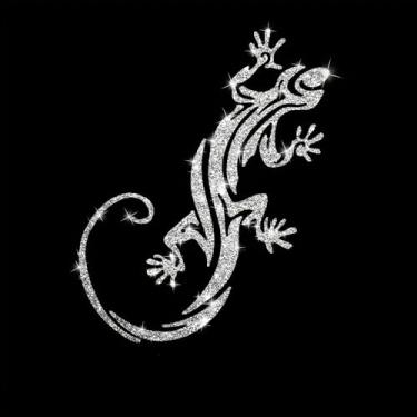 Imagem de Adesivo decalque de carro lagarto cintilante Gecko autoadesivo PVC brilhante para carros, caminhões, motocicletas, capa de porta multidecoração adesivo (branco)