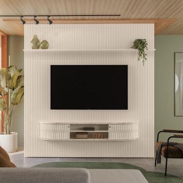 Imagem de Estante Home Theater com Bancada Suspensa Monte Carlo Ambiente Calacata Off White - Madetec