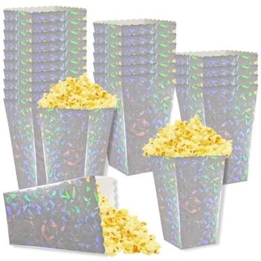 Imagem de 24 caixas de pipoca de folha de prata 5 x 11,4 x 6,9 cm mini caixas de pipoca recipiente de pipoca de papelão para festa sacos de pipoca descartáveis lanches