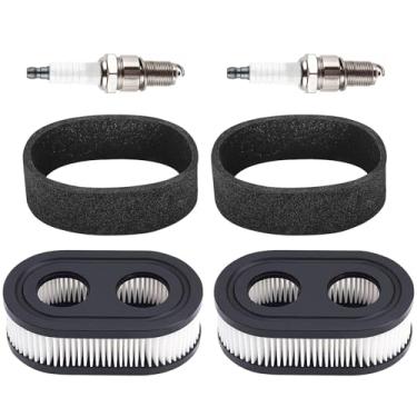 Imagem de Filtro de ar 593260 com pré-filtro e vela de ignição compatível com Briggs & Stratton 500EX/550EX/575EX/625EX/725EXI, Toro Recycler 22, Troy-Bilt TB110/TB200/TB230 cortadores de grama - pacote com 2