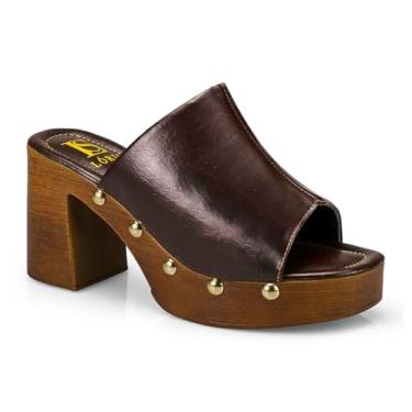 Imagem de Tamanco Feminino Sandália Salto Alto Grosso Bloco Madeira 7011 (Café, BR, Adulto, Numérico, 40)