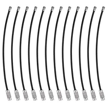 Imagem de Chaveiro, Wisdompro Anel de arame de aço inoxidável de 2 mm para pendurar etiqueta de bagagem, chaveiros e porta-chaves de identificação, Preto, 4.3-inch 12 Pack
